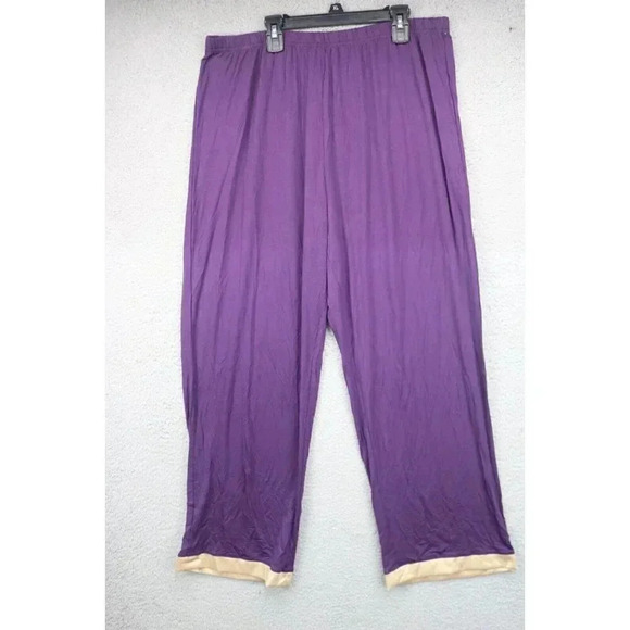 Latuze Women's Pajama/Lounge Pants-Size Xl-Purple w/Gold Trim-Ultra Soft-Bamboo - Picture 1 of 5